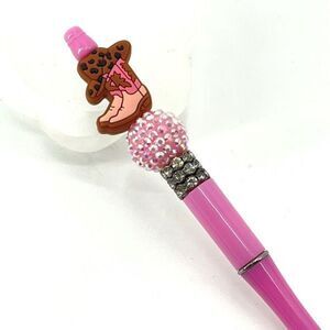 Cowboy boots hat country cowgirl handmade pen NEW beads rhinestone bling pink br